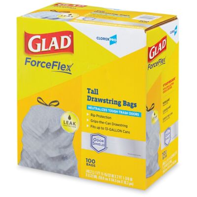 Glad ForceFlex Tall Kitchen Drawstring Trash Bags, 13 Gallon
