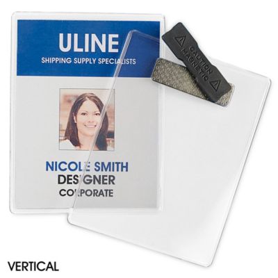 Name Badge Holders - 4 x 3, Wide, Clip-On Style S-10444 - Uline