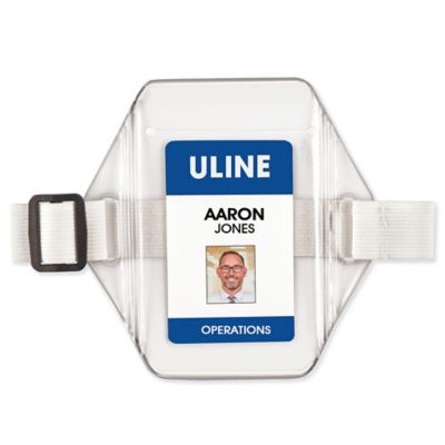 Name Badge Holders - 2 x 3", White, Vertical, Armband S-14782W