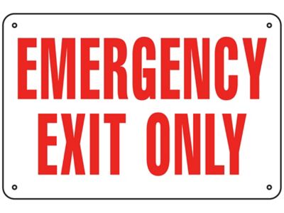 Emergency Exit Only Sign Aluminum S 14796a Uline 5436