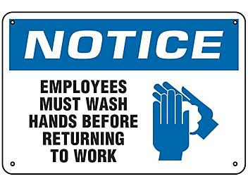 "Employees Must Wash Hands" Sign - Aluminum S-14799A
