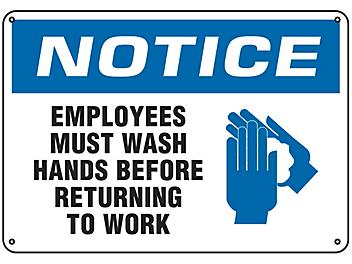 "Employees Must Wash Hands" Sign - Plastic S-14799P