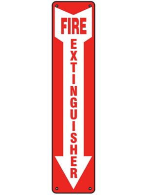 "Fire Extinguisher" Arrow Down Sign Plastic S14801P Uline