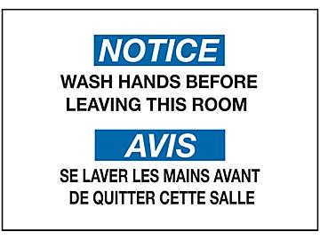 "Wash Hands Before Leaving" Sign - Vinyl, Adhesive Backed