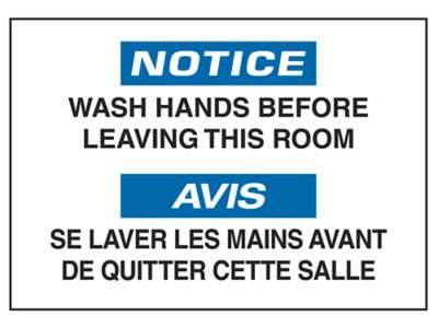 "Wash Hands Before Leaving" Sign - Vinyl, Adhesive Backed S-14802