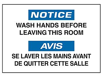 "Wash Hands Before Leaving" Sign - Vinyl, Adhesive Backed S-14802
