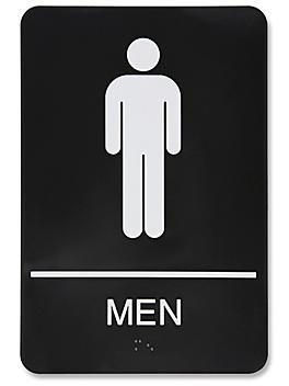 Plastic Restroom Sign - "Men", Black S-14804BL