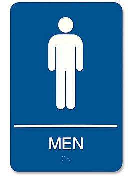 Plastic Restroom Sign - "Men", Blue S-14804BLU