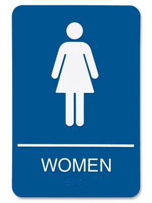 Plastic Restroom Sign Women Blue S 14805blu Uline 0157