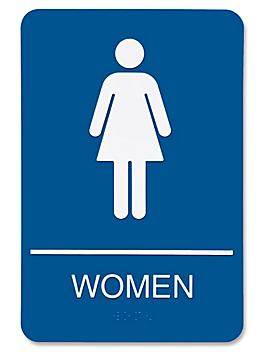 Plastic Restroom Sign - "Women", Blue S-14805BLU