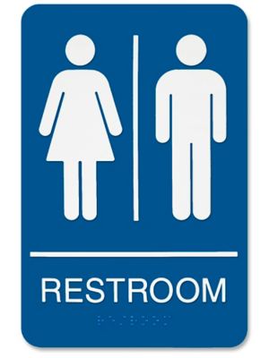 Plastic Restroom Sign - Unisex "Restroom", Blue S-14806BLU