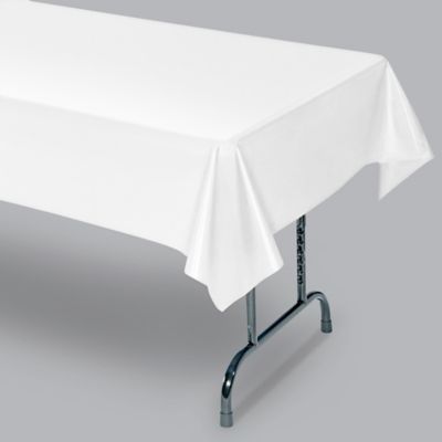 Unique Plastic Lined White Paper Tablecloth, 108 x 54