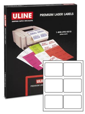 Uline Quick Lift Laser Labels - White, 4 x 3 1/3