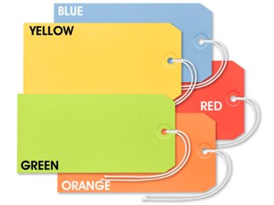 Assorted Color Shipping Tags - #8, 6 1/4 x 3 1/8", Pre-strung S-15230PS