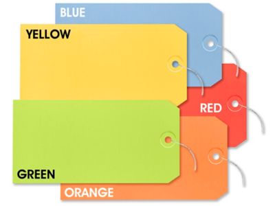 Assorted Color Shipping Tags - #8, 6 1/4 x 3 1/8", Pre-wired S-15230PW