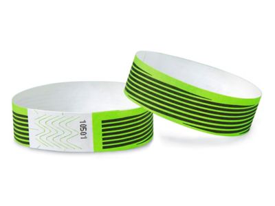  Tyvek<sup>&reg;</sup> Wristbands - Stripes, Neon