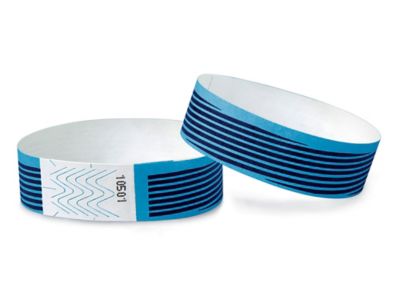 Tyvek&reg; Wristbands - Stripes, Neon Blue S-15232BLU