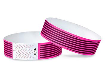 Tyvek&reg; Wristbands - Stripes, Neon Pink S-15232P