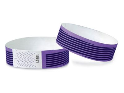 Tyvek&reg; Wristbands - Stripes, Purple S-15232PUR
