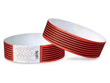 Tyvek&reg; Wristbands - Stripes, Neon Red S-15232R