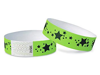 Tyvek&reg; Wristbands - Stars, Neon Green S-15233G