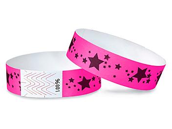 Tyvek&reg; Wristbands - Stars, Neon Pink S-15233P