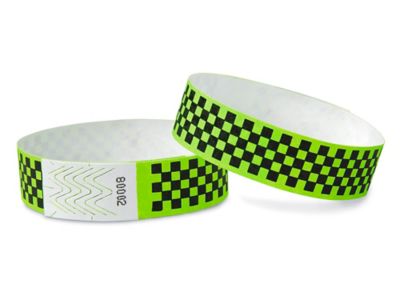  Tyvek<sup>&reg;</sup> Wristbands - Checkerboard, Neon