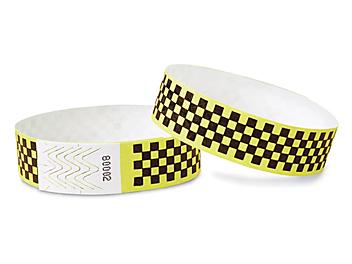 Tyvek&reg; Wristbands - Checkerboard, Neon Yellow S-15234Y