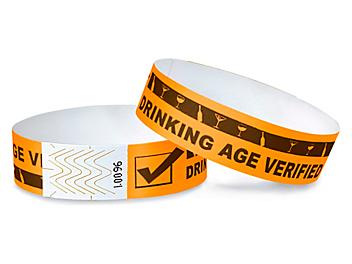 Tyvek&reg; Wristbands - "Drinking Age Verified", Neon Orange S-15235O