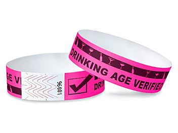 Tyvek&reg; Wristbands - "Drinking Age Verified", Neon Pink S-15235P