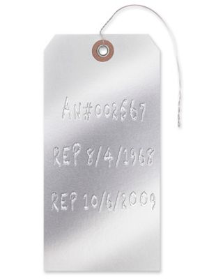 Embossable Tags - #8, 6 1/4 x 3 1/8", Pre-wired S-15239PW