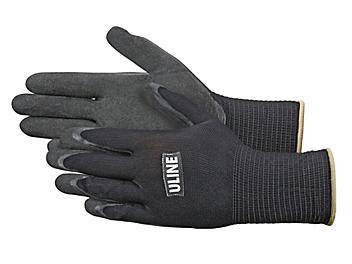 Uline Super Gription&reg; Flex Latex Coated Gloves - Black, Small S-15333BL-S