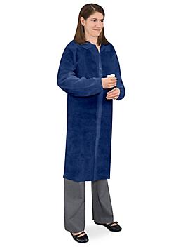 Uline Economy Lab Coat with No Pockets, Snap Front - Navy, Large S-15374NB-L