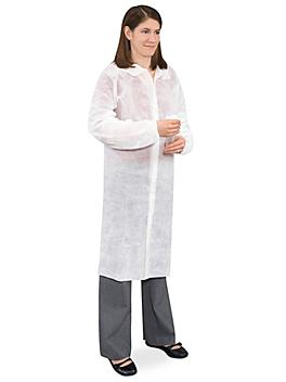 Uline Economy Lab Coat with No Pockets, Snap Front - White, Large S-15374W-L