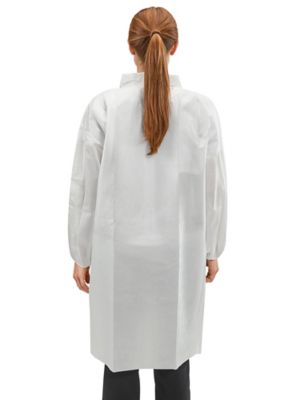 Uline Economy Lab Coat with No Pockets, Snap Front - White, Large
