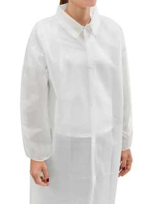 Uline Economy Lab Coat with No Pockets, Snap Front - White, Medium