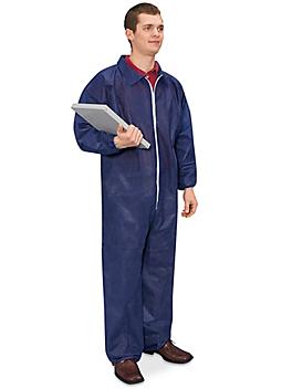 Uline Economy Elastic Coverall, Zip Front - Navy, Large S-15375NB-L