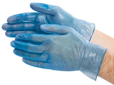 Gants en vinyle pour service alimentaire – 5 mil, TG, bleu, avec