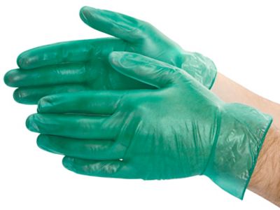 Vinyl Food Service Gloves - Powdered, 6.5 Mil, Green S-15395 - Uline