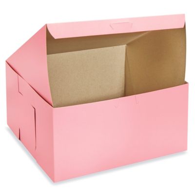 Boîtes à gâteau – 10 x 10 x 5 po, rose S-15475 - Uline