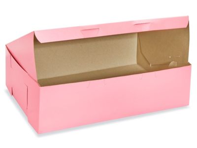 Boîtes à gâteau – 14 x 10 x 4 po, 1/4 de gâteau, rose S-15476 - Uline