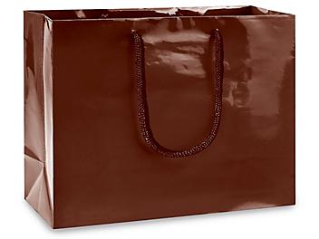 High Gloss Shopping Bags - 13 x 5 x 10", Boutique, Chocolate S-15480CHOC