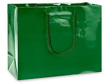 High Gloss Shopping Bags - 13 x 5 x 10", Boutique, Green S-15480G