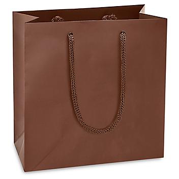 Matte Laminate Shopping Bags - 6 1/2 x 3 1/2 x 6 1/2", Mini, Chocolate S-15481CHOC