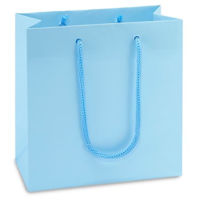 Matte Laminate Shopping Bags - 6 1/2 x 3 1/2 x 6 1/2", Mini, Light Blue S-15481LTBLU