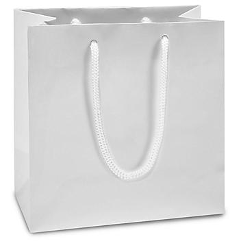 Matte Laminate Shopping Bags - 6 1/2 x 3 1/2 x 6 1/2", Mini, White S-15481W