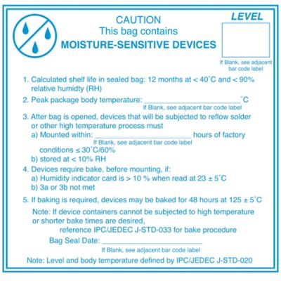 Moisture Sensitive Label - 4 x 4" S-15505