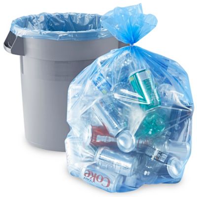 Blue Uline Drawstring Recycling Trash Liners - 13 Gallon S-23036