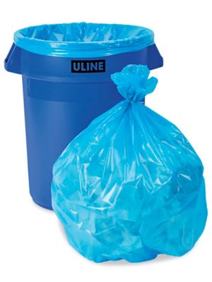 Bolsas de basura altas ultra fuertes de 13 galones (100 unidades) color  azul con cordón reforzado; forros de basura de 13 galones de protección  contra