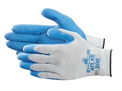 Showa Atlas Work Gloves: Medium, Latex-Coated POLYESTER, General Purpose - Black & Yellow, Stainless Steel Lined, Rough Grip, High Visibility FDA 300M-08